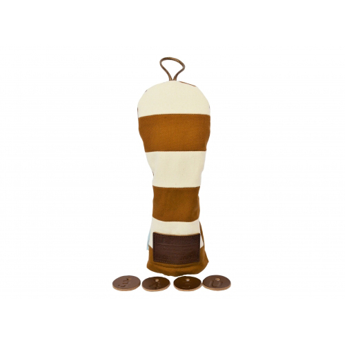 <N.E.Hutte> ユーティリティ用 ヘッドカバー 帆布 ボーダー (Brown/Kinari)