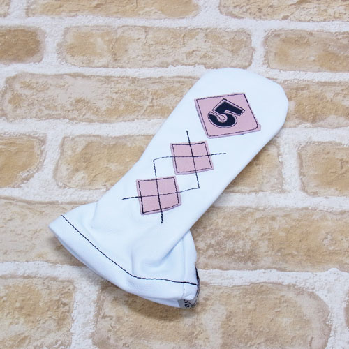 <iliac Golf> Argyle 5wood 5W用 (White/Pink/Navy)