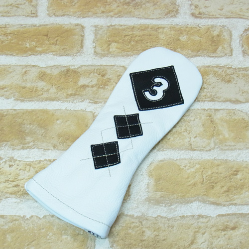 <iliac Golf> Argyle 3wood 3W用 (White/Black)