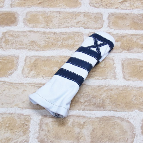 <iliac Golf> Polo Stripe Hybrid UT用 (White/Navy)