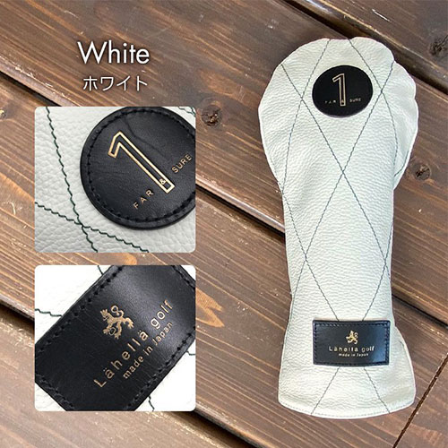 <Lahella golf> 1W用 イタリアンレザーヘッドカバー L-538 (ホワイト)