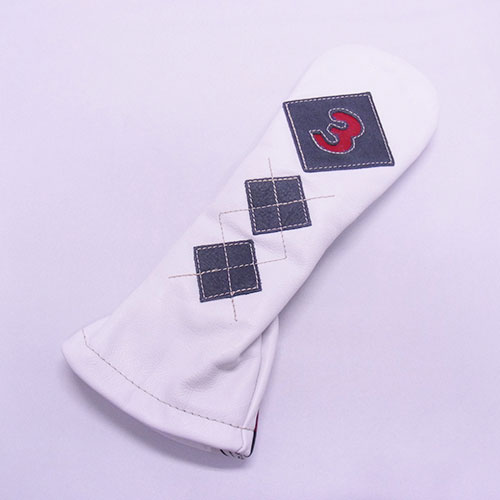 <iliac Golf> Argyle 3wood 3W用 (White/Navy/Red)