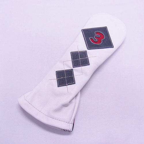 <iliac Golf> Argyle 3wood 3W用 (White/Navy/Red)