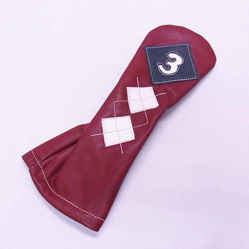 <iliac Golf> Argyle 3wood 3W用 (Ox Blood Red/Navy/White)